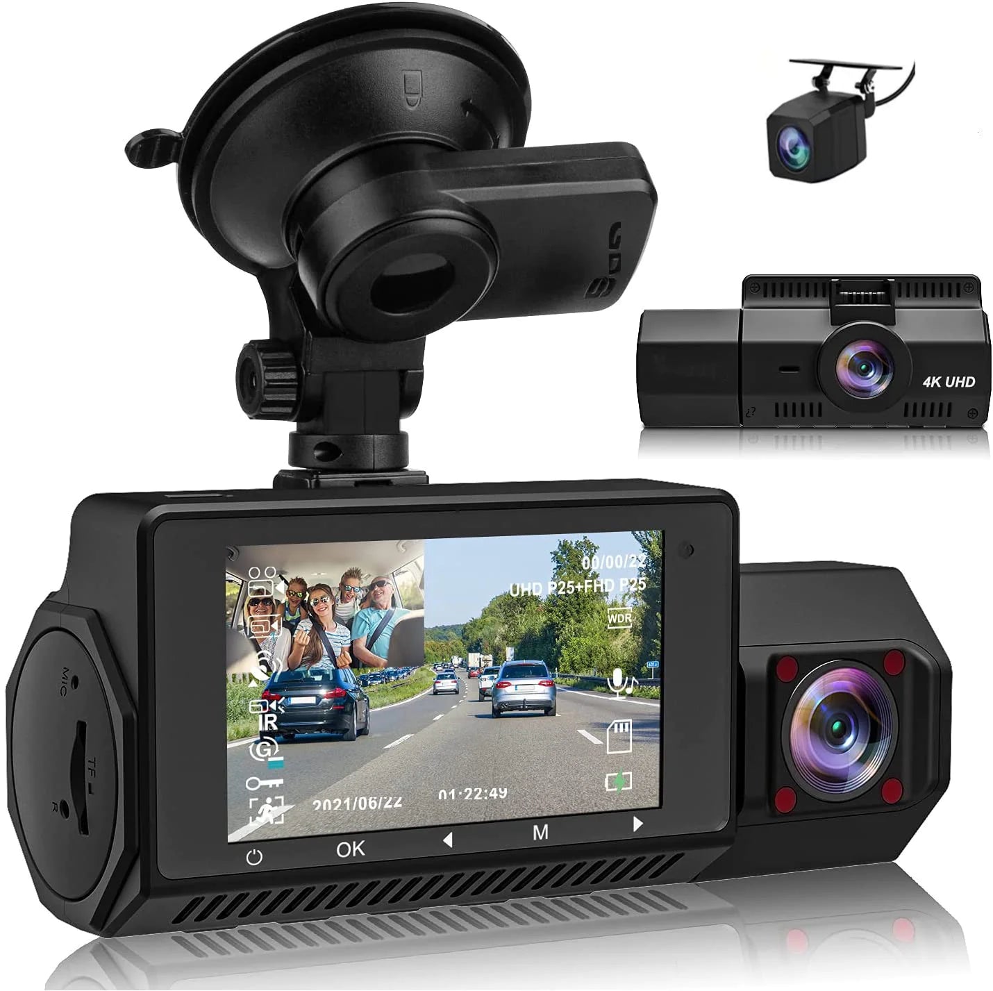 New 4K HD Dash Cam with WiFi, GPS, and 3 Cameras