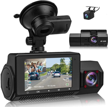 New 4K HD Dash Cam with WiFi, GPS, and 3 Cameras