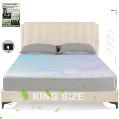 Grounding Sheets King SizeEarth Grounded Fitted Bed Sheet 10% Pure Silver Fiber + 90% Organic Cotton Bed Grounding Kit with grounding Cord for Improved Sleep & Wellness(GrayKing - 80"x78"x15")