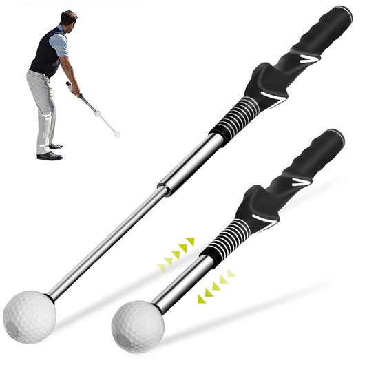 Retractable Golf Swing Aid for Golf Speed Training Rhythm Click Golf Swing Trainer for Indoor Golf Practice & Outdoor Warm Up Right-Handed Golf Grip Trainer for Improving Hitting Strength & Tempo