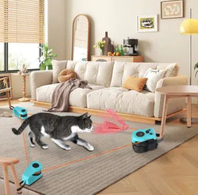 Cat Weight Loss Interactive Remote Control Feather Toy – Blue